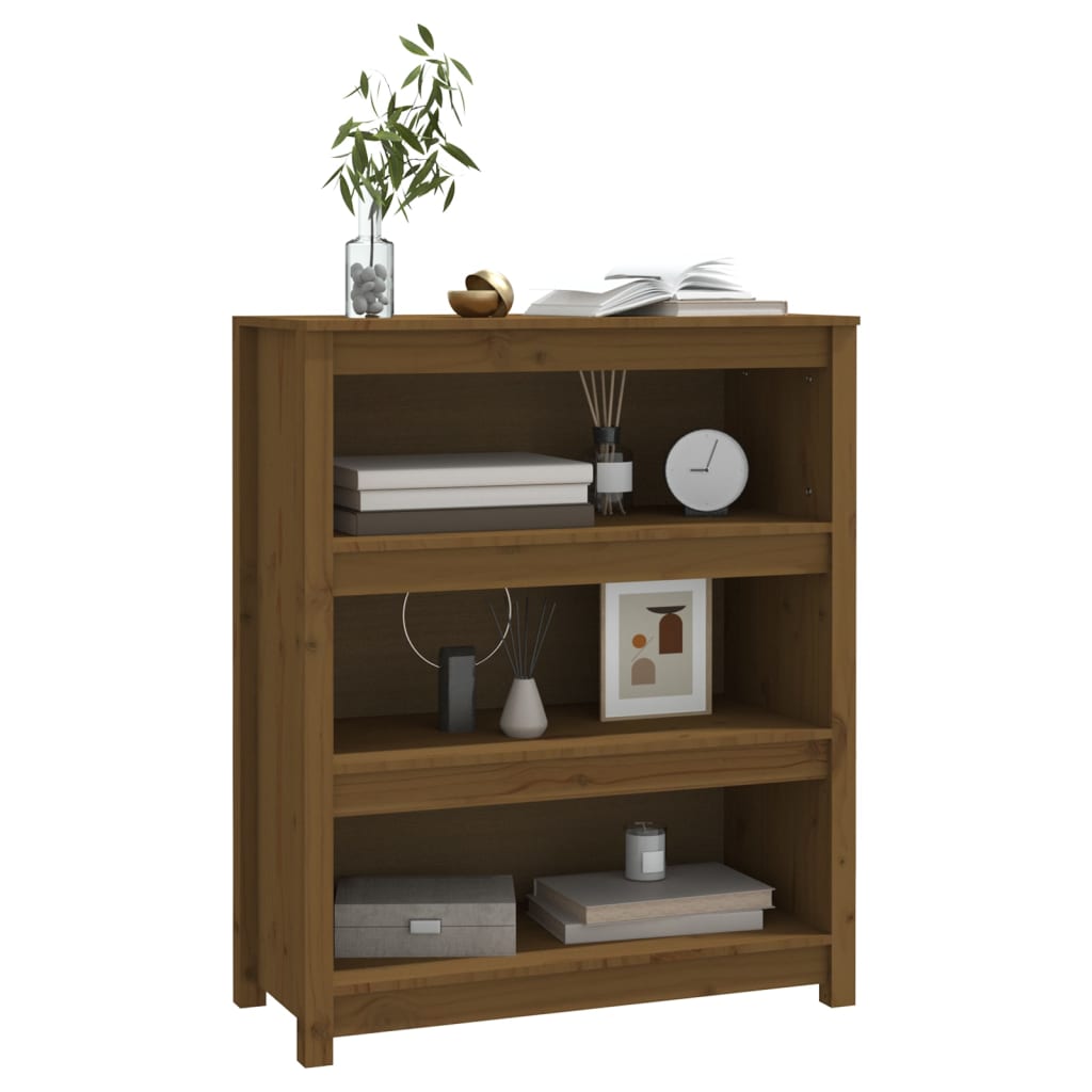 Bokhylle honningbrun 80x35x97 cm heltre furu