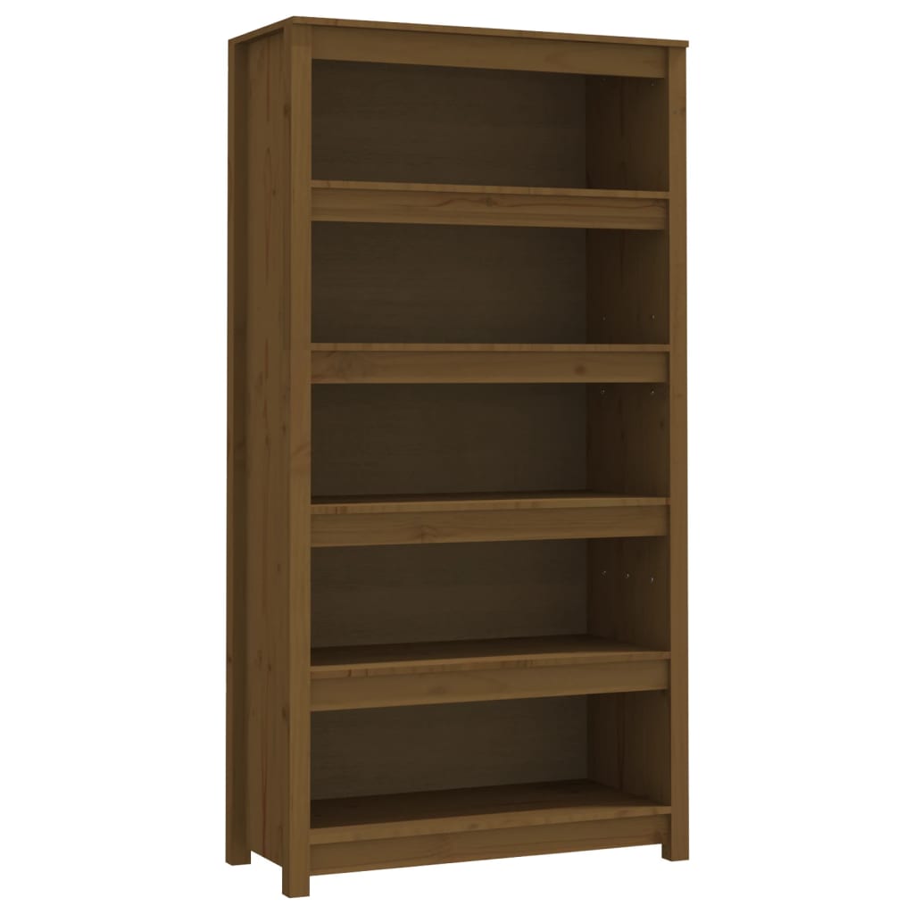 Bokhylle honningbrun 80x35x154 cm heltre furu