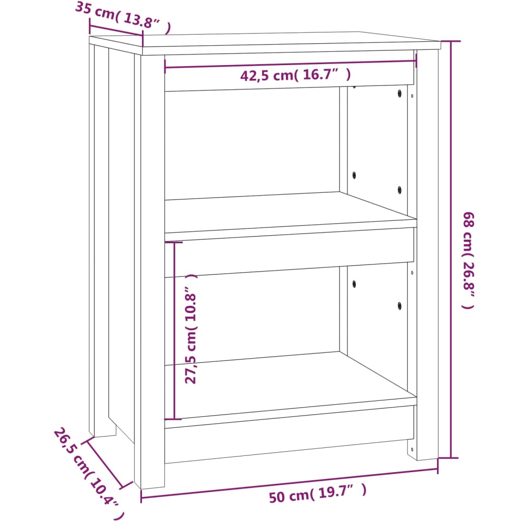 Bokhylle honningbrun 50x35x68 cm heltre furu