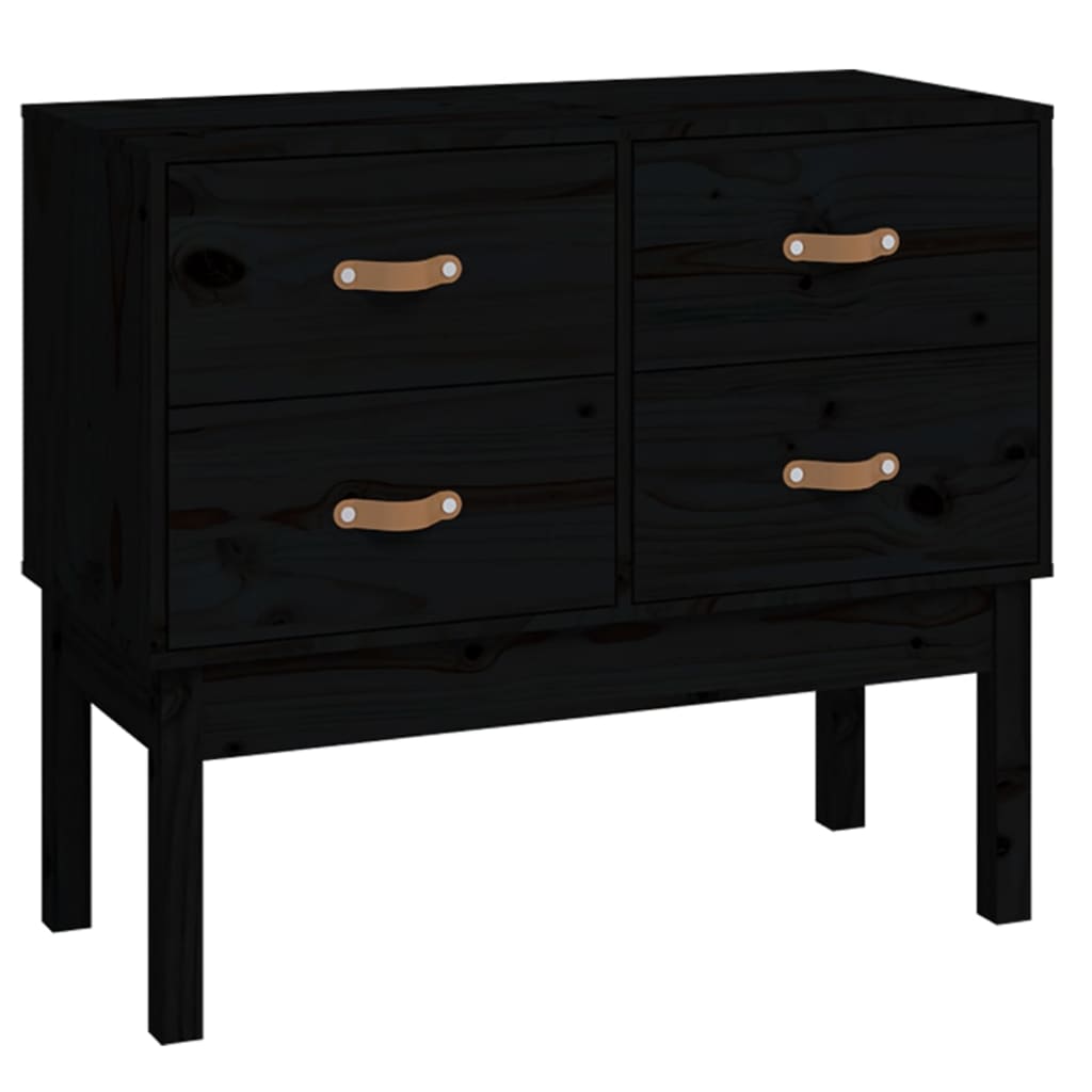 Konsollskap svart 90x40x78 cm heltre furu