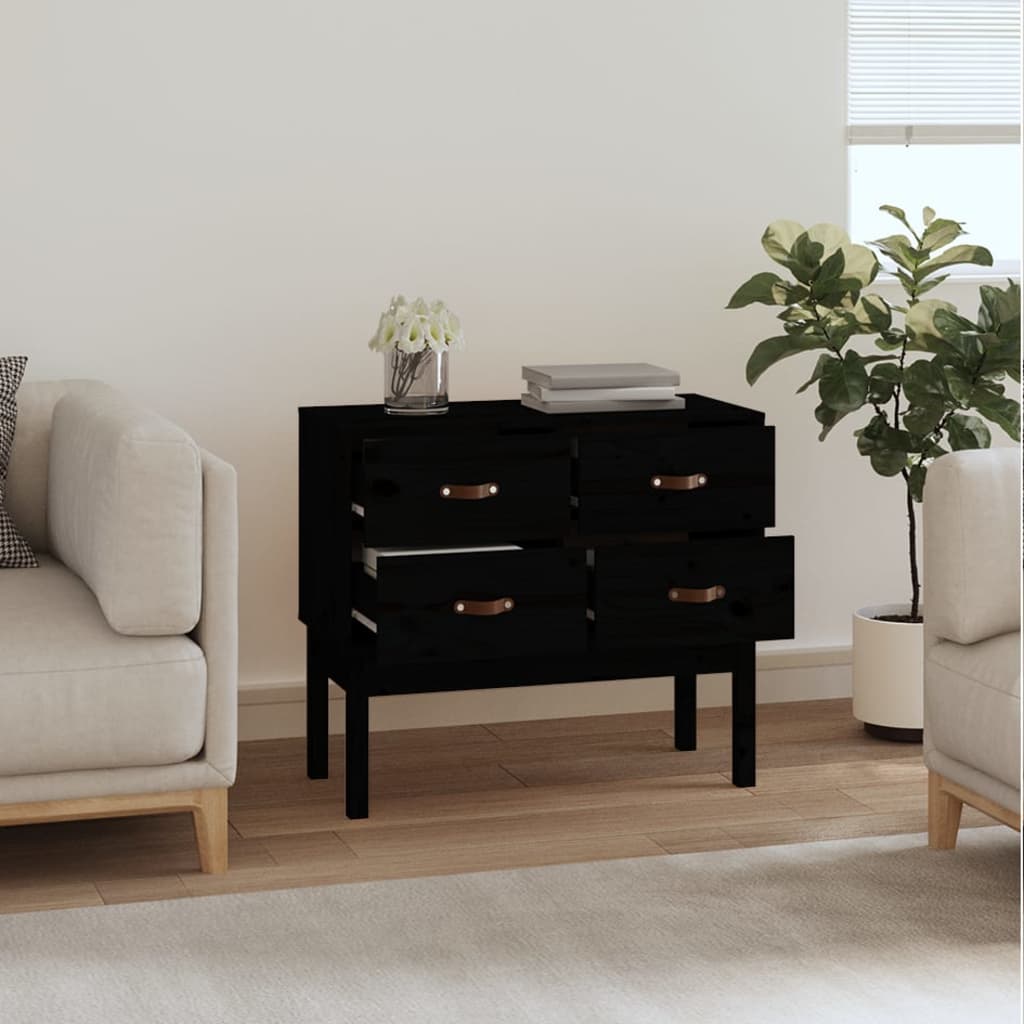 Konsollskap svart 90x40x78 cm heltre furu