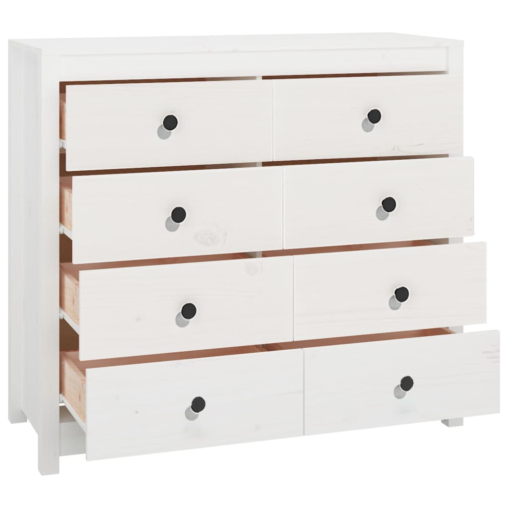 Sideskap hvit 100x40x90 cm heltre furu