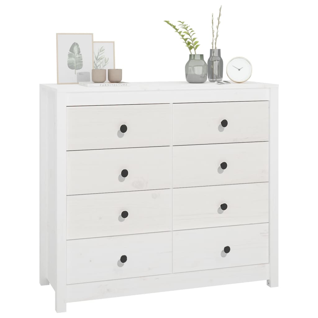 Sideskap hvit 100x40x90 cm heltre furu
