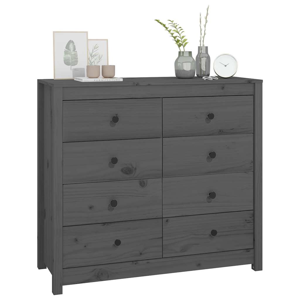 Sideskap grå 100x40x90 cm heltre furu