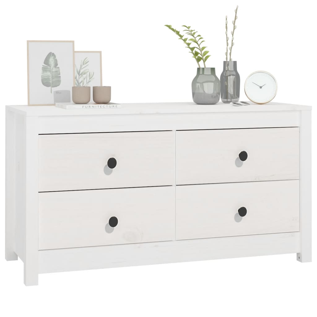 Sideskap hvit 100x40x54 cm heltre furu
