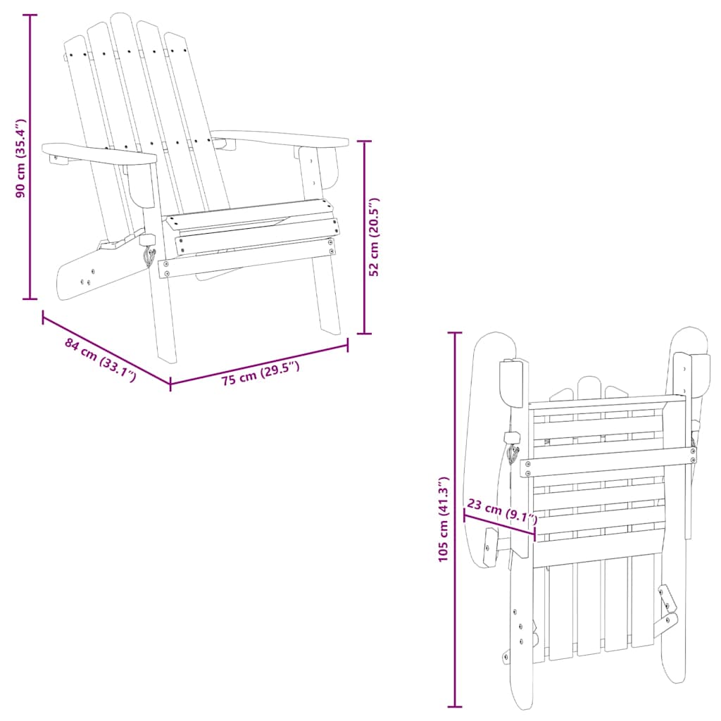 Adirondack-hagestoler 2 stk heltre akasie vidaXL