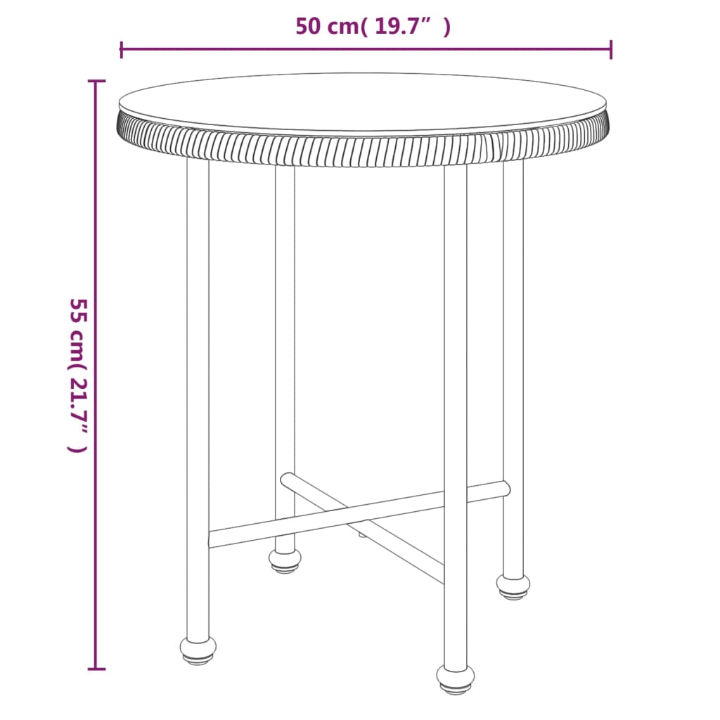 Spisebord svart Ø50 cm herdet glass og stål