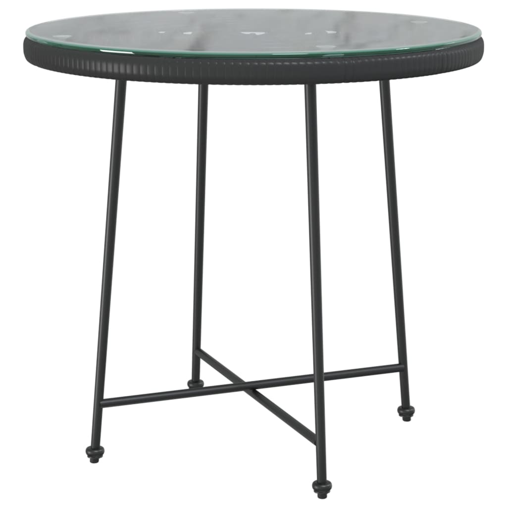 Spisebord svart Ø80 cm herdet glass og stål