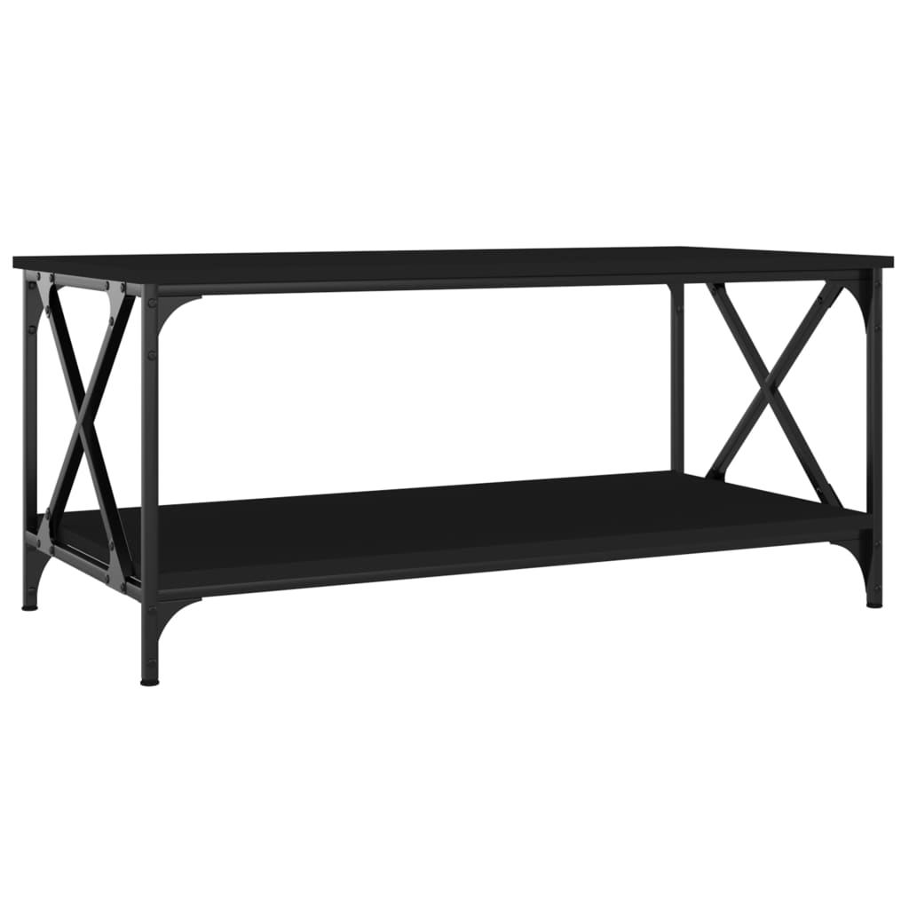 Salongbord svart 100x50x45 cm konstruert tre og jern