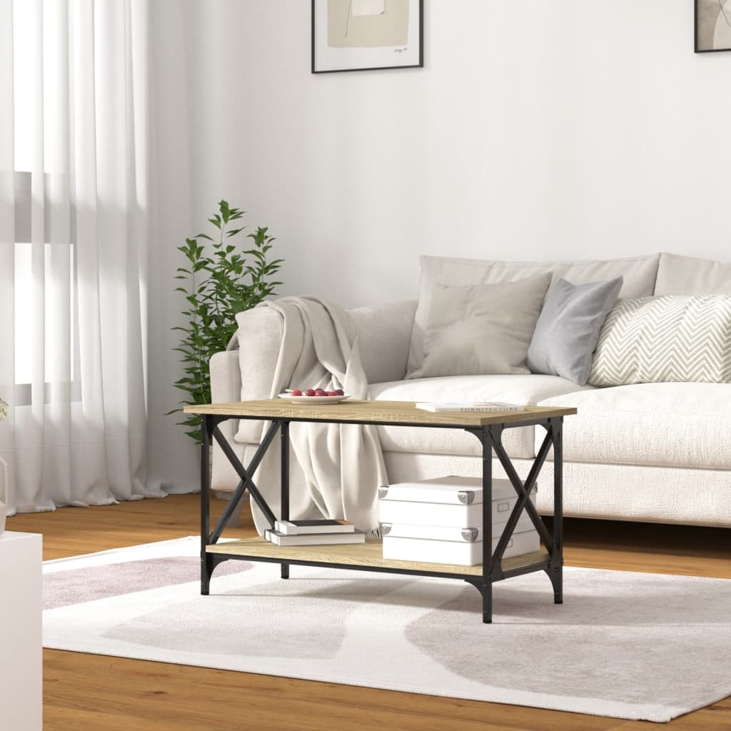 Salongbord sonoma eik 80x45x45 cm konstruert tre og jern
