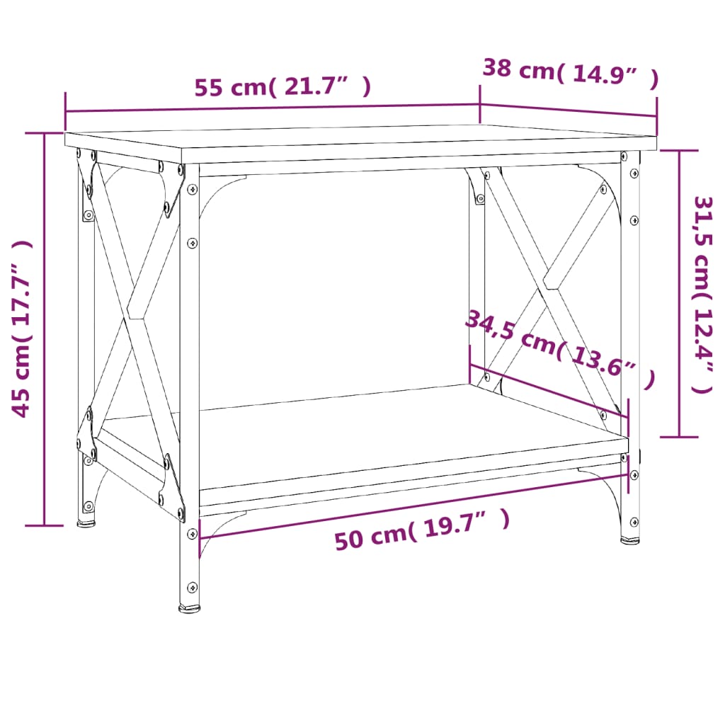 Sidebord sonoma eik 55x38x45 cm konstruert tre