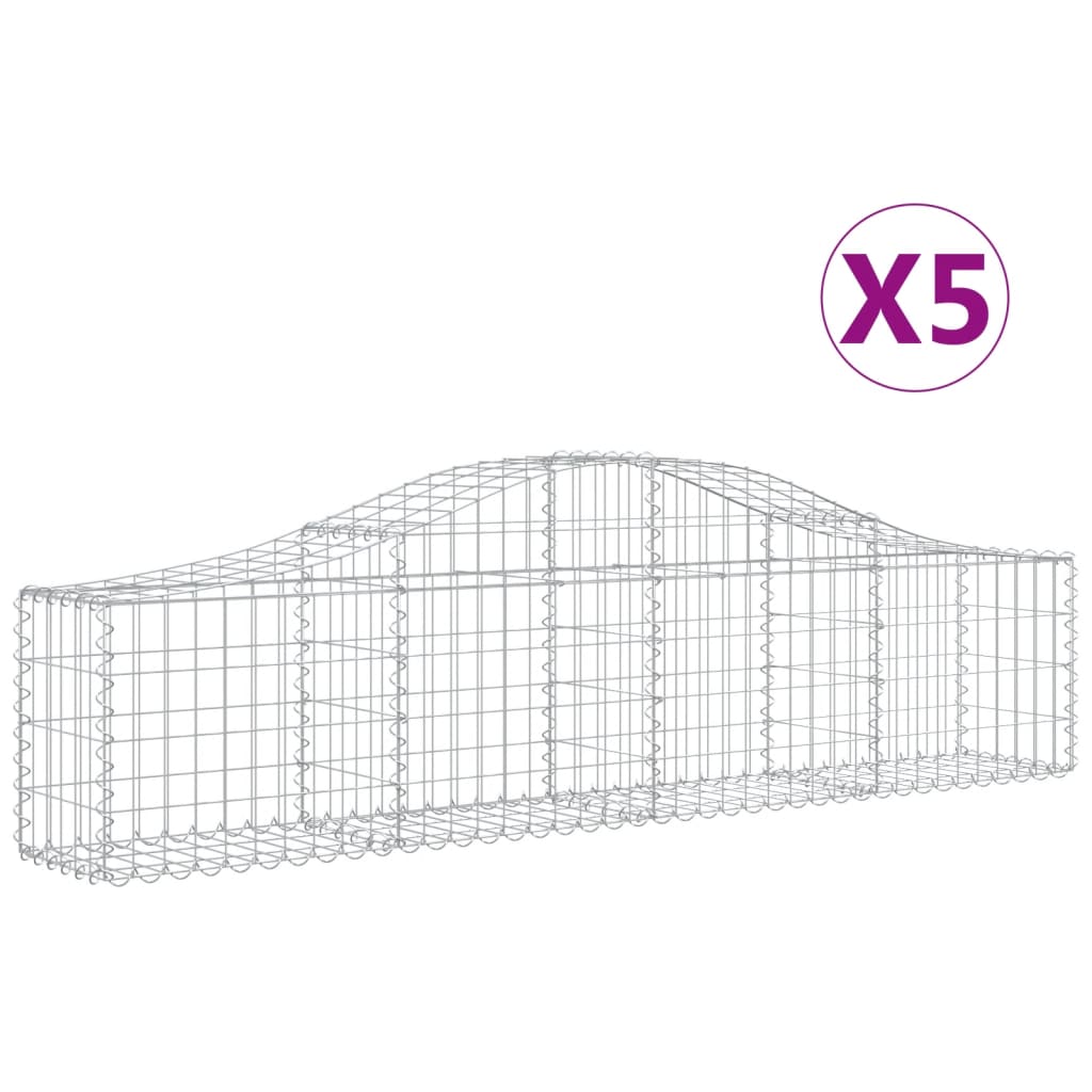 Gabionkurver buede 5 stk 200x30x40/60 cm galvanisert jern