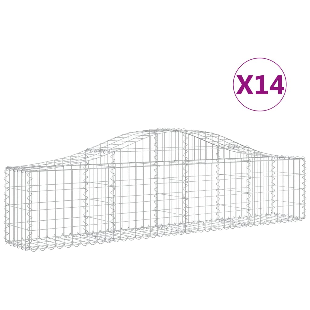 Gabionkurver buede 14 stk 200x30x40/60 cm galvanisert jern