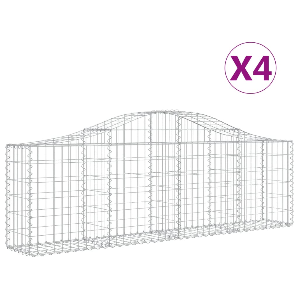 Gabionkurver buede 4 stk 200x30x60/80 cm galvanisert jern