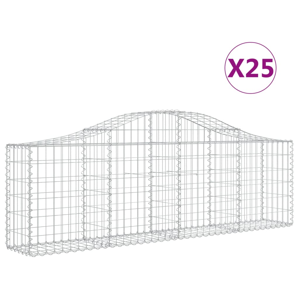 Gabionkurver buede 25 stk 200x30x60/80 cm galvanisert jern