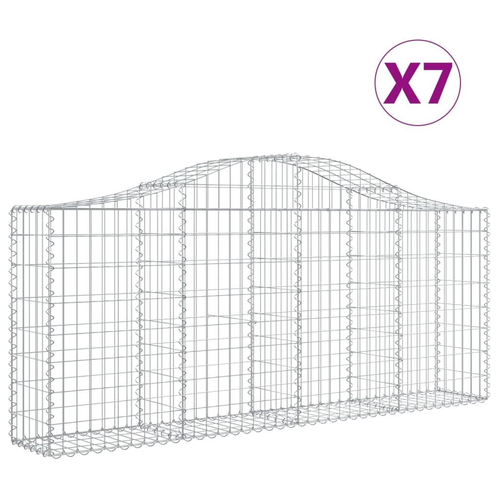Gabionkurver buede 7 stk 200x30x80/100 cm galvanisert jern