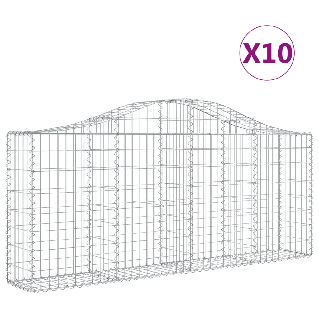 Gabionkurver buede 10 stk 200x30x80/100 cm galvanisert jern