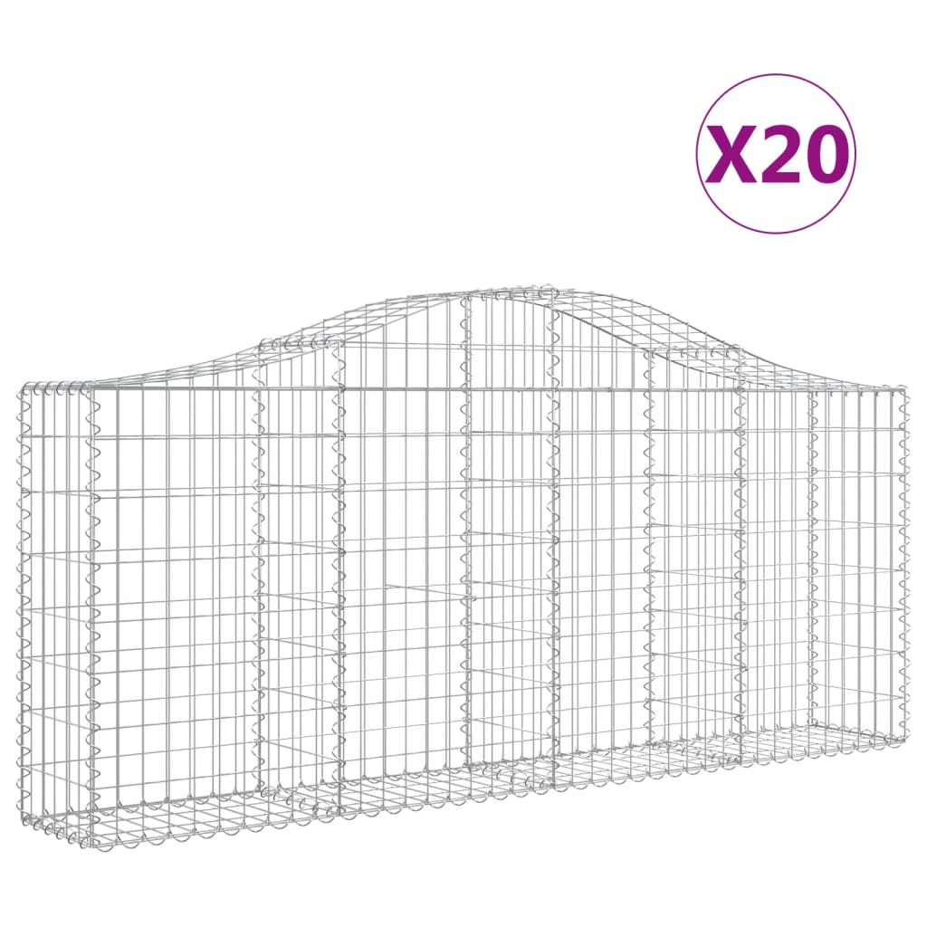 Gabionkurver buede 20 stk 200x30x80/100 cm galvanisert jern