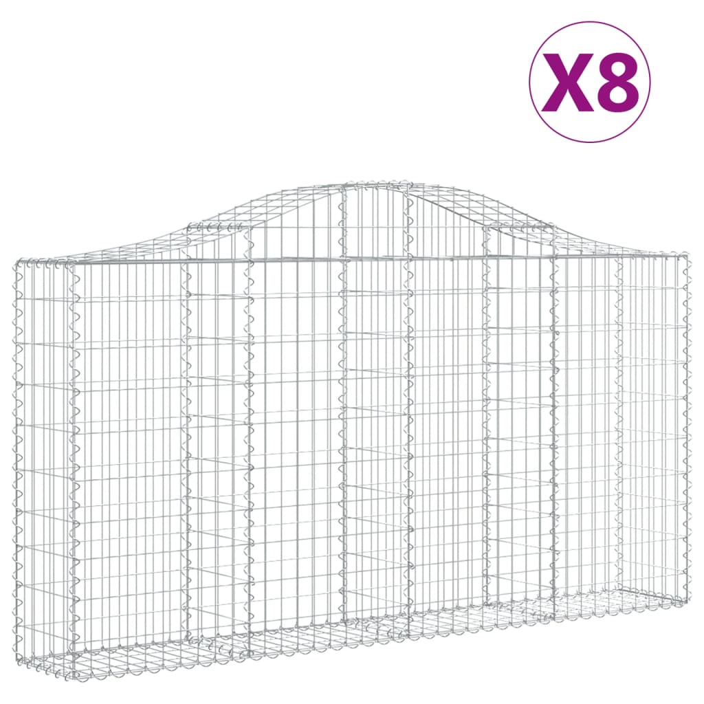 Gabionkurver buede 8 stk 200x30x100/120 cm galvanisert jern