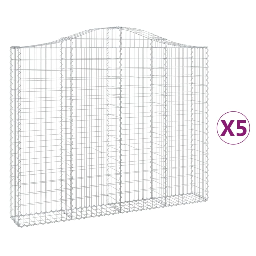 Gabionkurver buede 5 stk 200x30x160/180 cm galvanisert jern