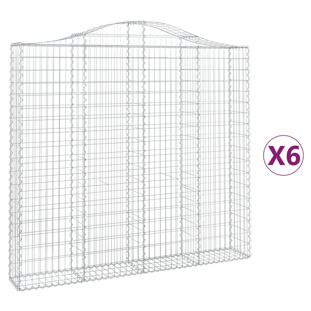 Gabionkurver buede 6 stk 200x30x180/200 cm galvanisert jern