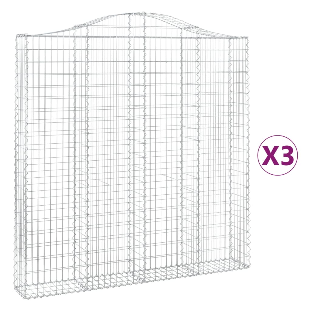 Gabionkurver buede 3 stk 200x30x200/220 cm galvanisert jern