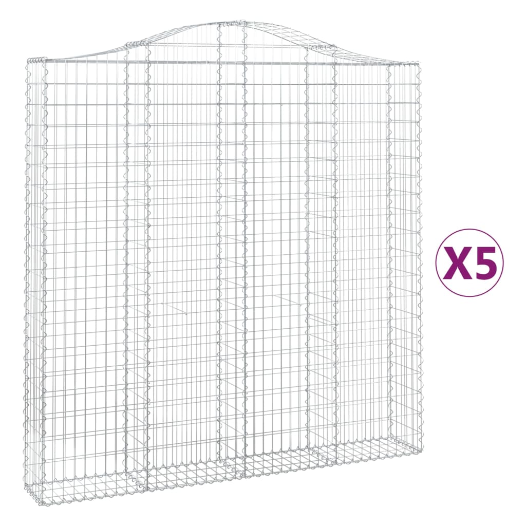 Gabionkurver buede 5 stk 200x30x200/220 cm galvanisert jern