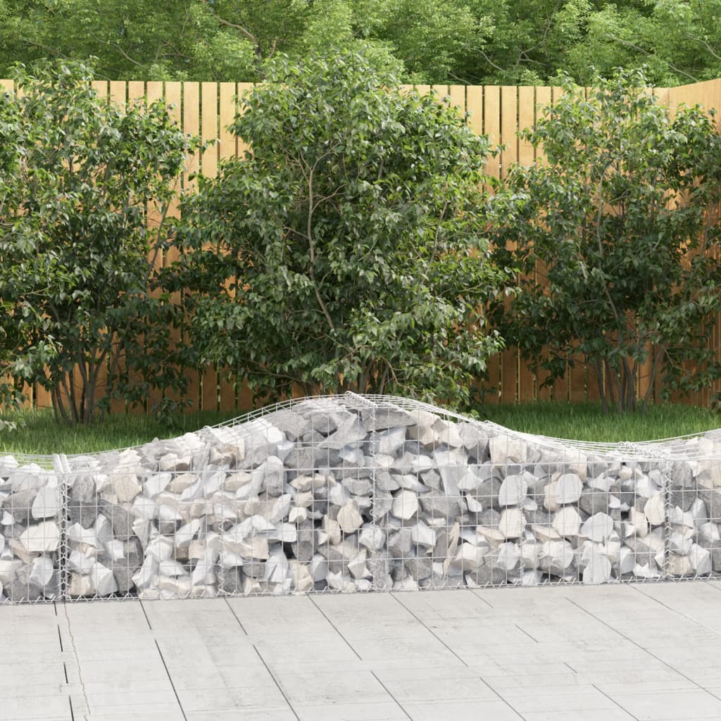 Gabionkurver buede 3 stk 200x50x40/60 cm galvanisert jern