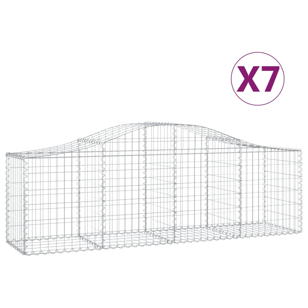 Gabionkurver buede 7 stk 200x50x60/80 cm galvanisert jern