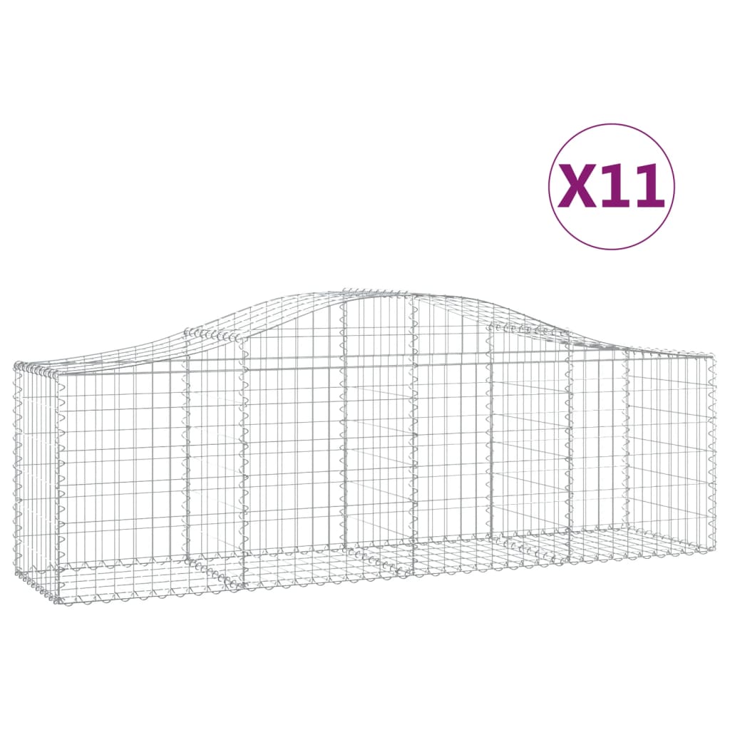 Gabionkurver buede 11 stk 200x50x60/80 cm galvanisert jern