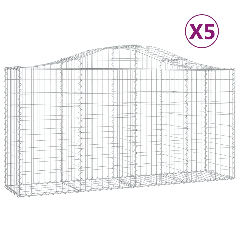 Gabionkurver buede 5 stk 200x50x100/120 cm galvanisert jern