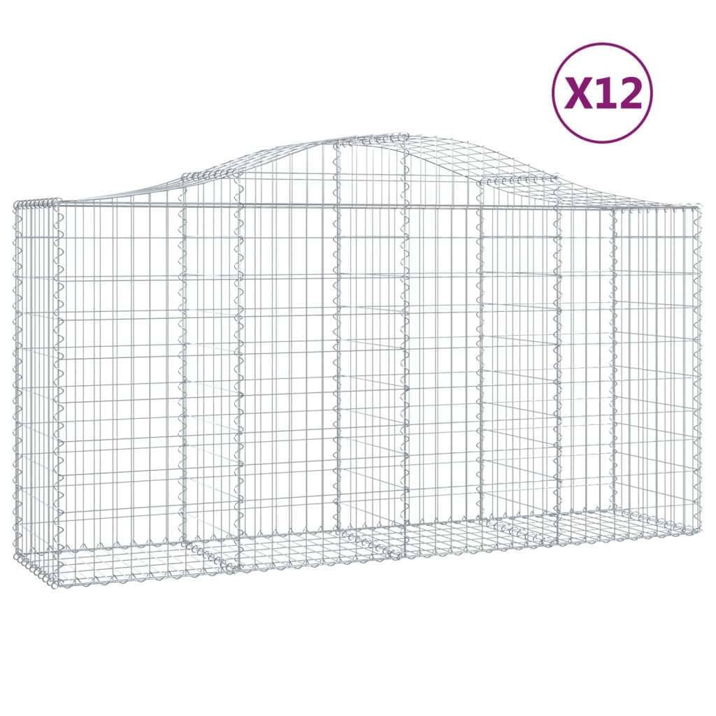 Gabionkurver buede 12 stk 200x50x100/120 cm galvanisert jern