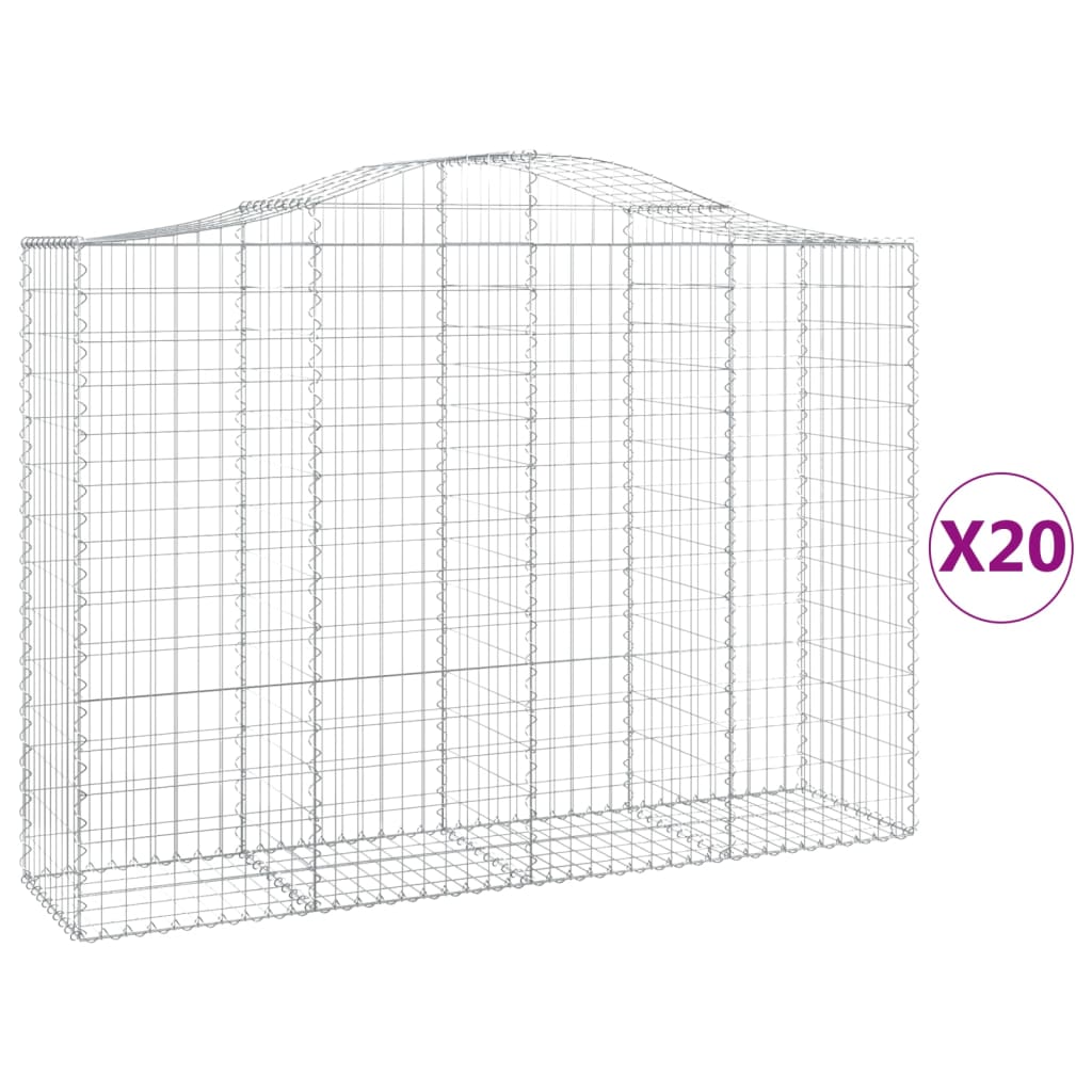 Gabionkurver buede 20 stk 200x50x140/160 cm galvanisert jern