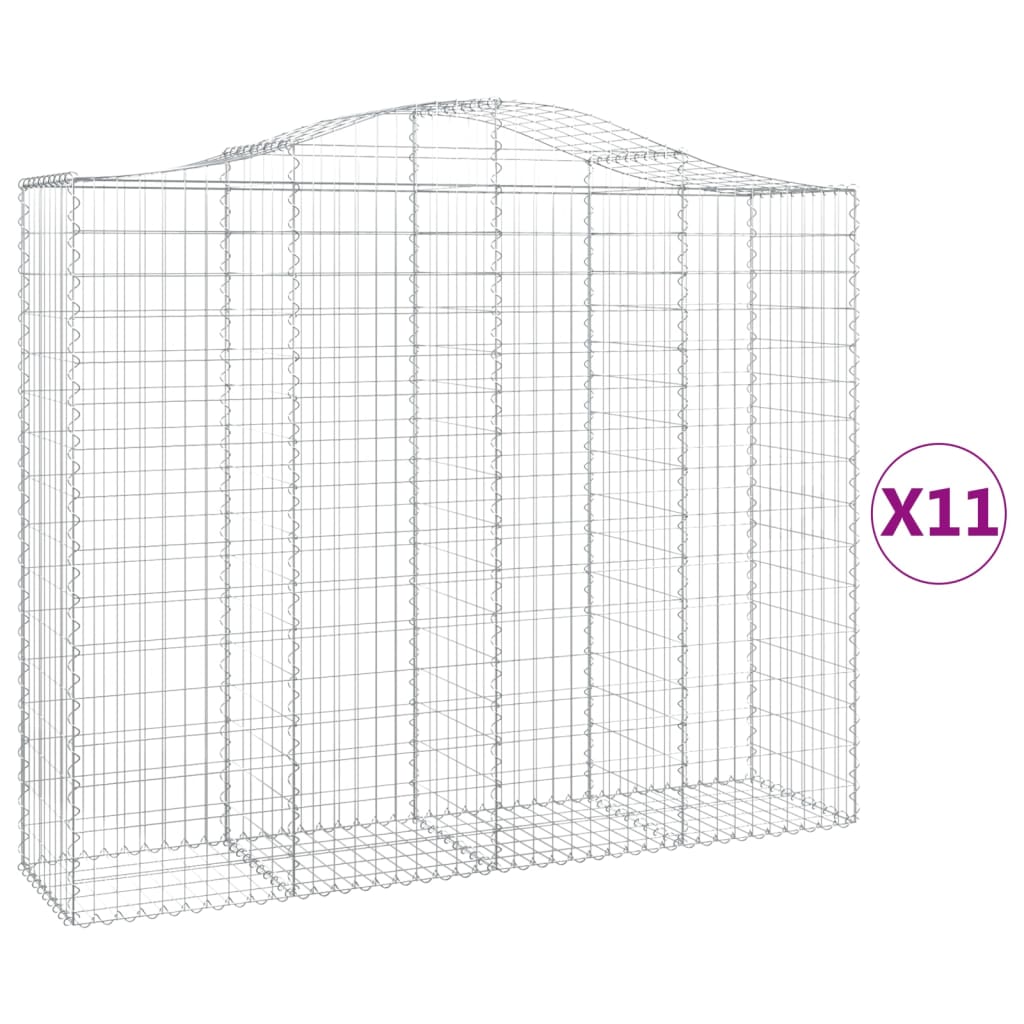 Gabionkurver buede 11 stk 200x50x160/180 cm galvanisert jern