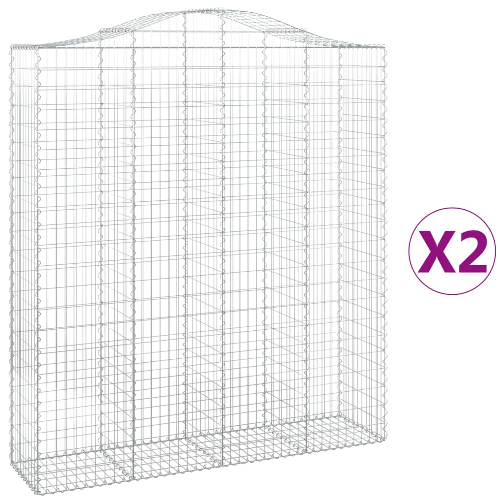 Gabionkurver buede 2 stk 200x50x220/240 cm galvanisert jern