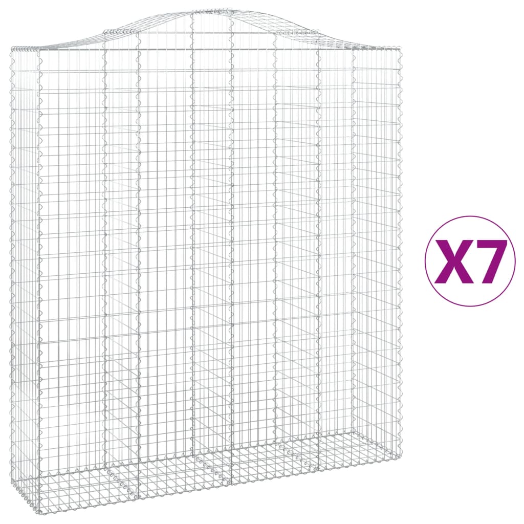 Gabionkurver buede 7 stk 200x50x220/240 cm galvanisert jern