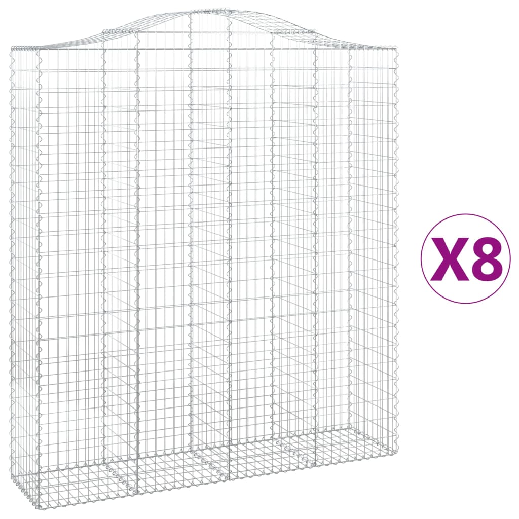Gabionkurver buede 8 stk 200x50x220/240 cm galvanisert jern