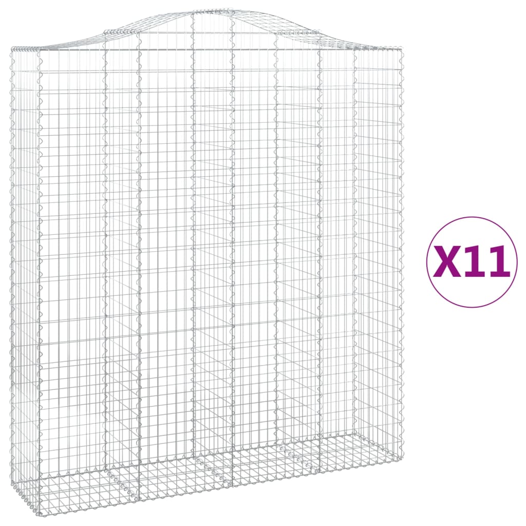Gabionkurver buede 11 stk 200x50x220/240 cm galvanisert jern
