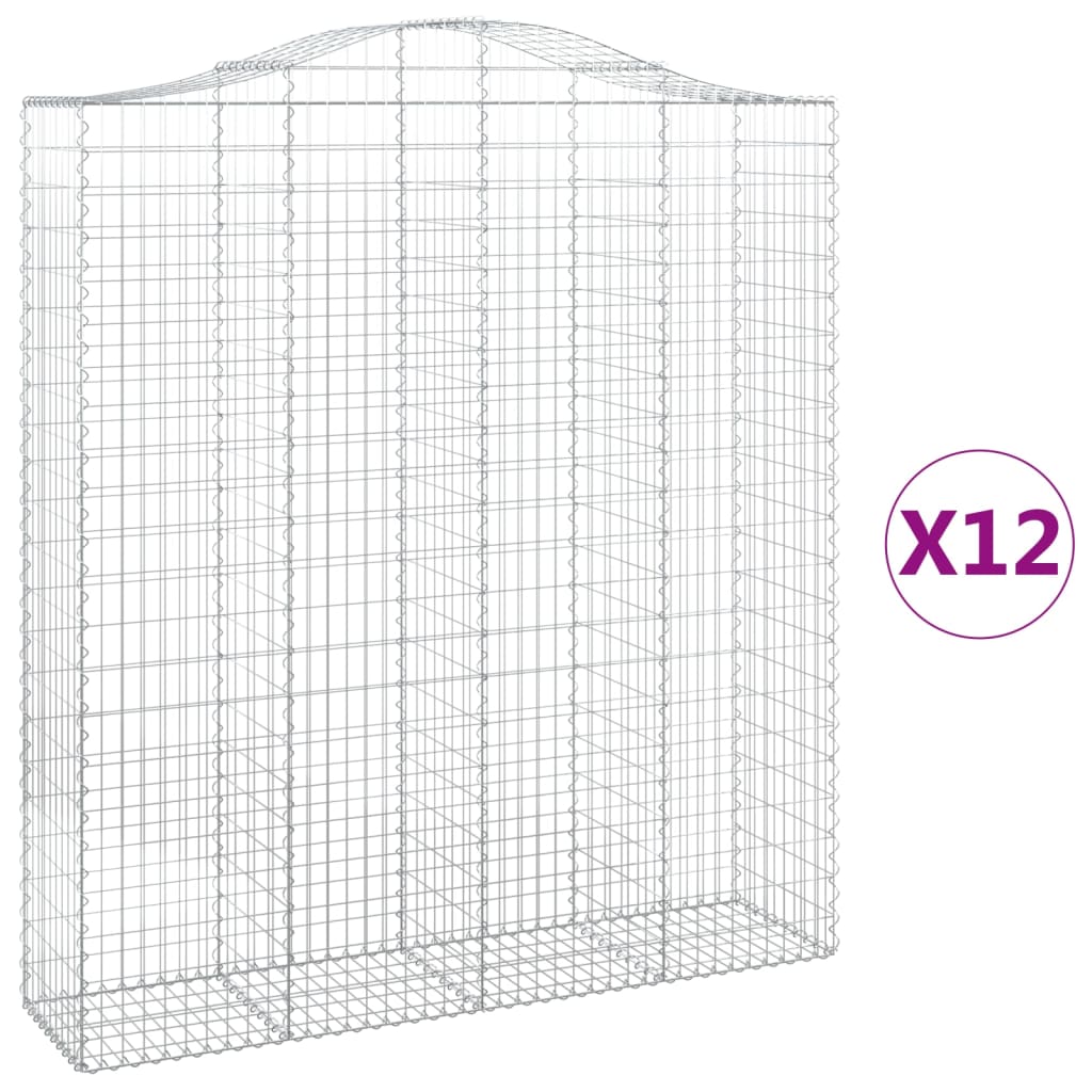 Gabionkurver buede 12 stk 200x50x220/240 cm galvanisert jern