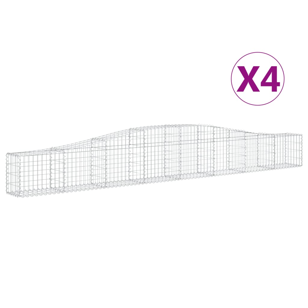 Gabionkurver buede 4 stk 400x30x40/60 cm galvanisert jern