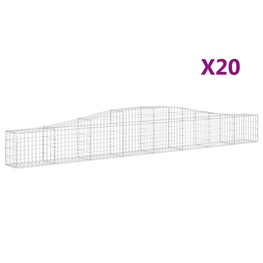 Gabionkurver buede 20 stk 400x30x40/60 cm galvanisert jern