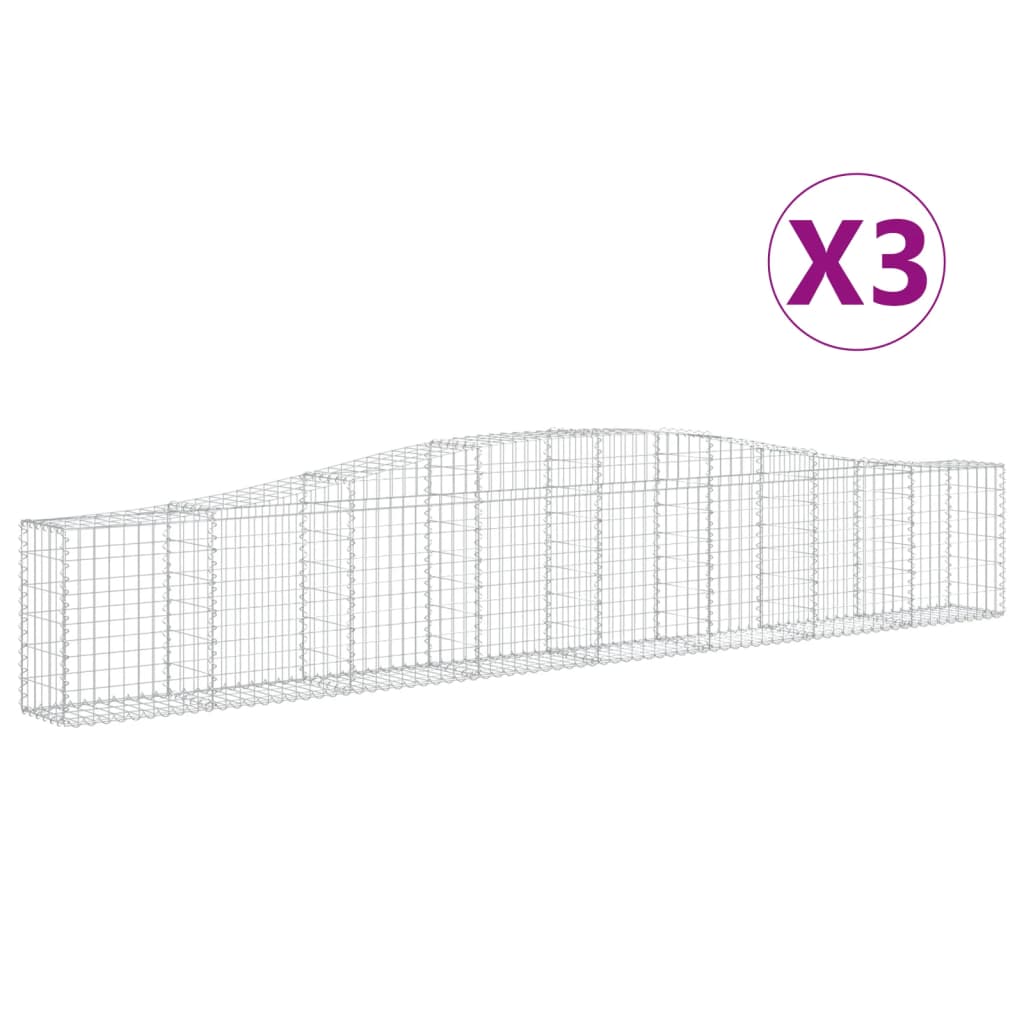 Gabionkurver buede 3 stk 400x30x60/80 cm galvanisert jern