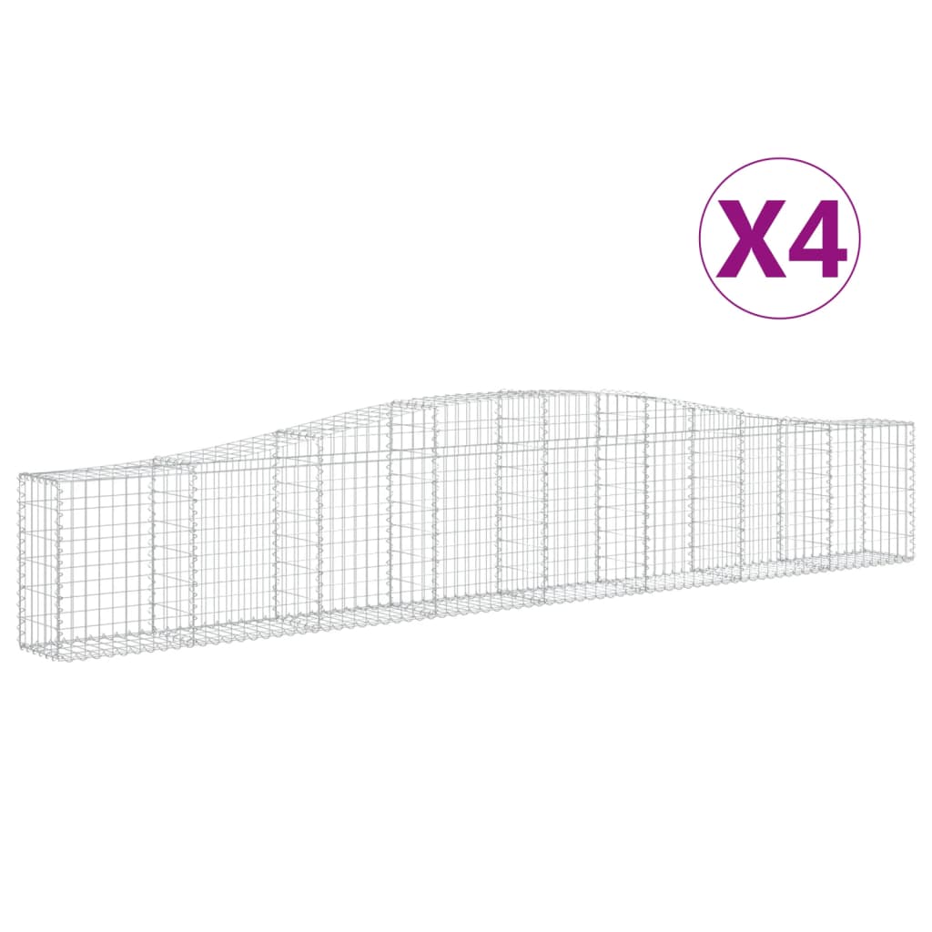 Gabionkurver buede 4 stk 400x30x60/80 cm galvanisert jern