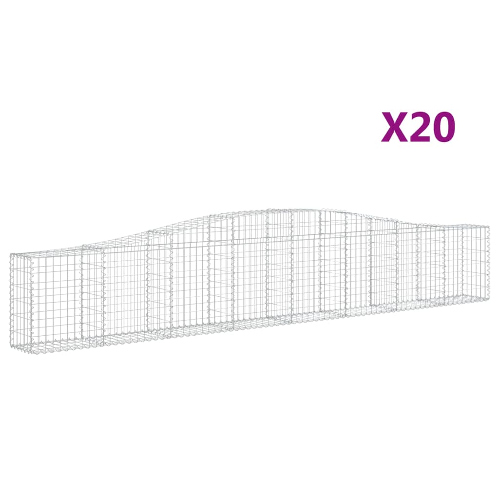 Gabionkurver buede 20 stk 400x30x60/80 cm galvanisert jern