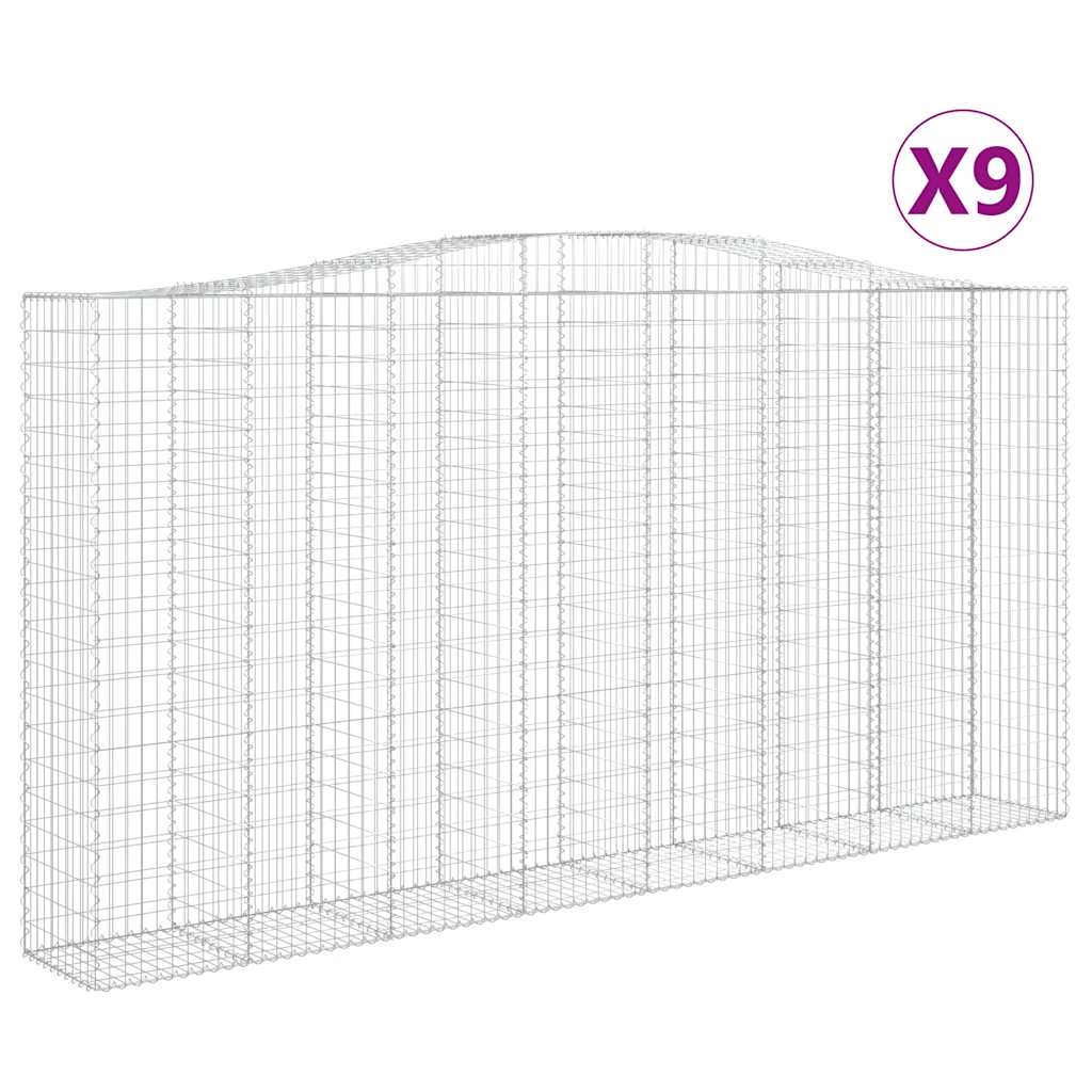 Gabionkurver buede 9 stk 400x50x200/220 cm galvanisert jern