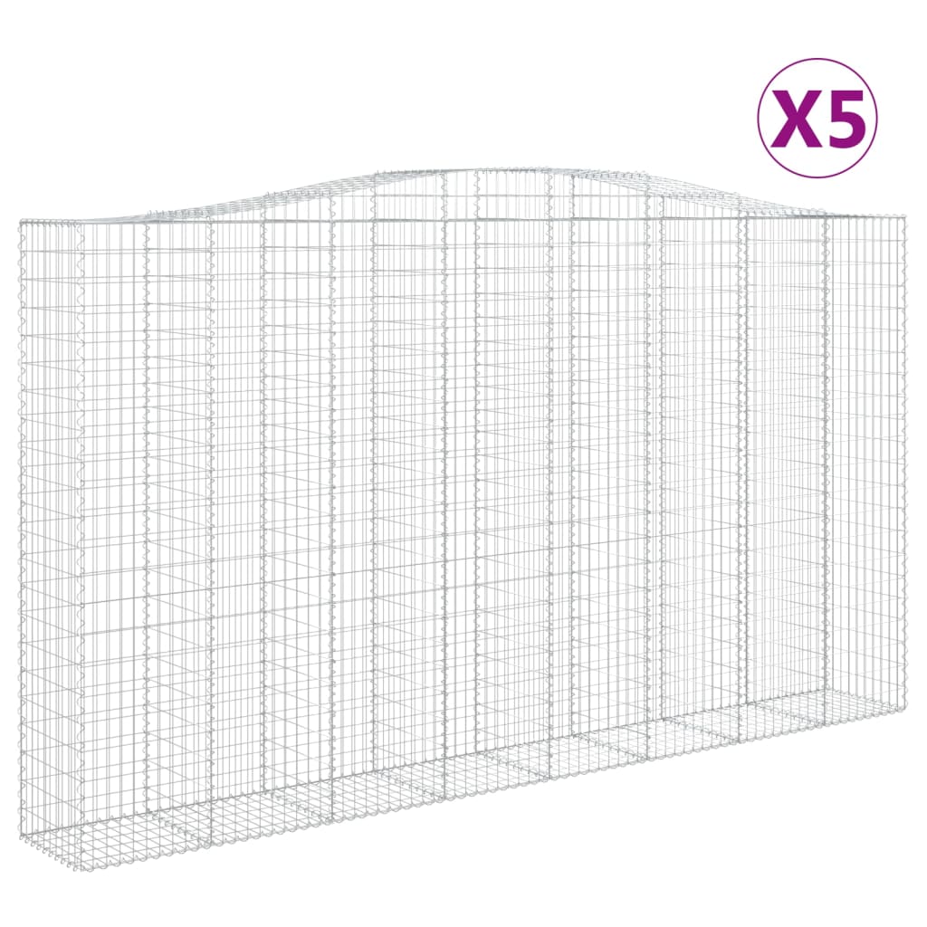 Gabionkurver buede 5 stk 400x50x220/240 cm galvanisert jern