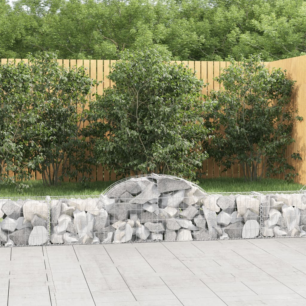 Gabionkurver buede 2 stk 200x30x40/60 cm galvanisert jern
