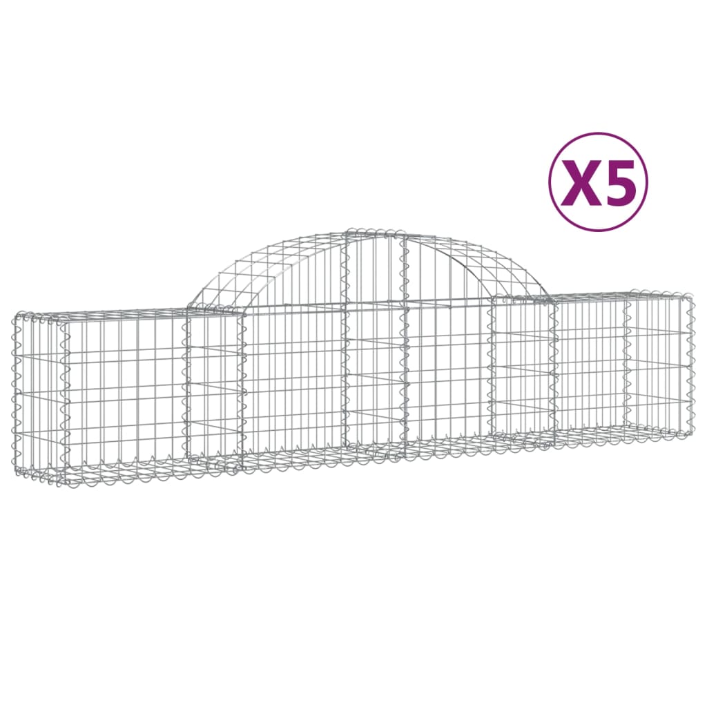 Gabionkurver buede 5 stk 200x30x40/60 cm galvanisert jern