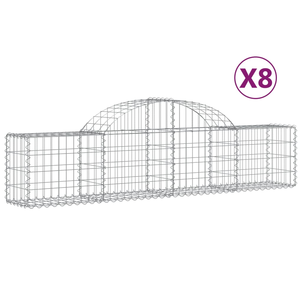 Gabionkurver buede 8 stk 200x30x40/60 cm galvanisert jern