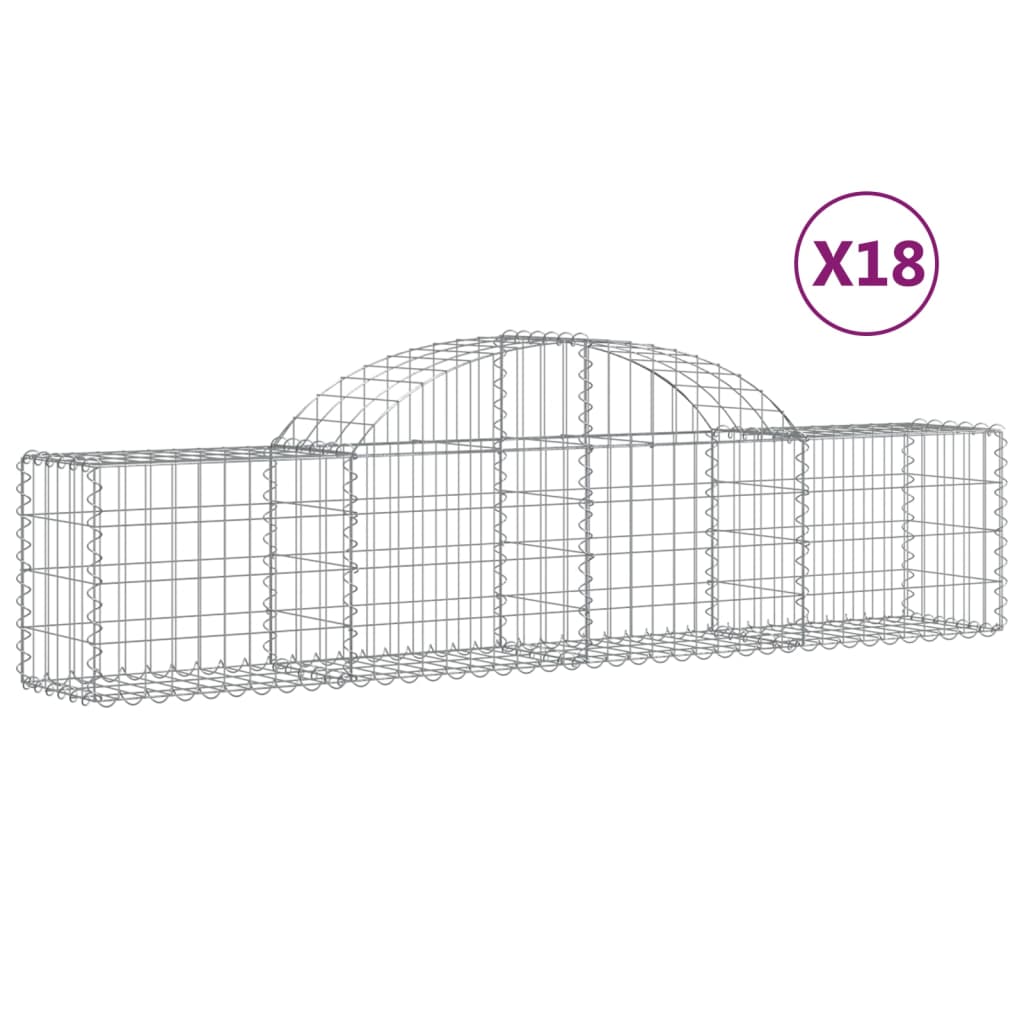 Gabionkurver buede 18 stk 200x30x40/60 cm galvanisert jern